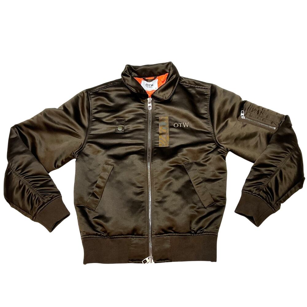 Vans Off the Wall OTW Bomber Jacket Mens XS Satin Brown Full Zipper